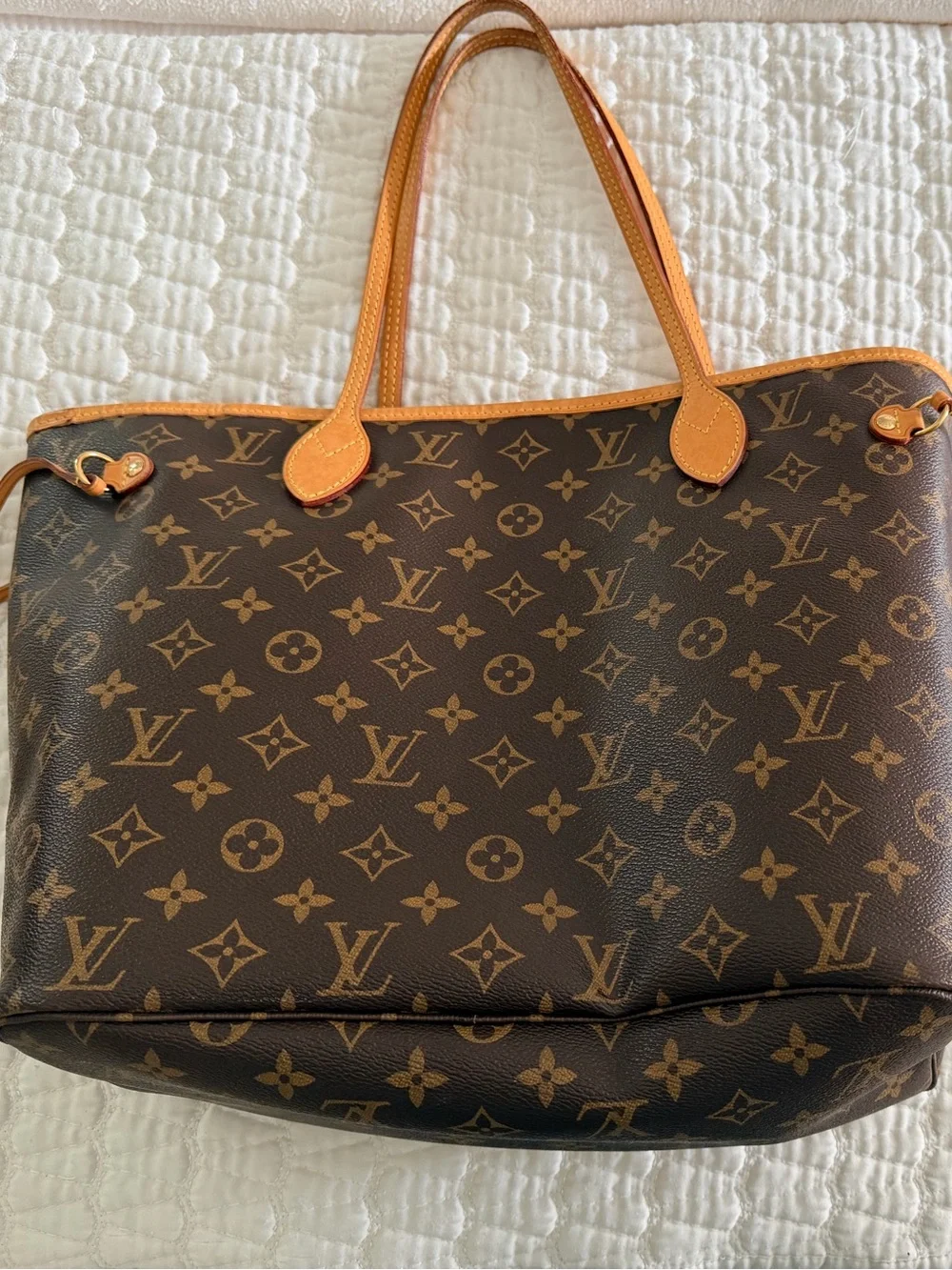 Louis Vuitton Monogram Canvas Tote with Tan Leather Trim